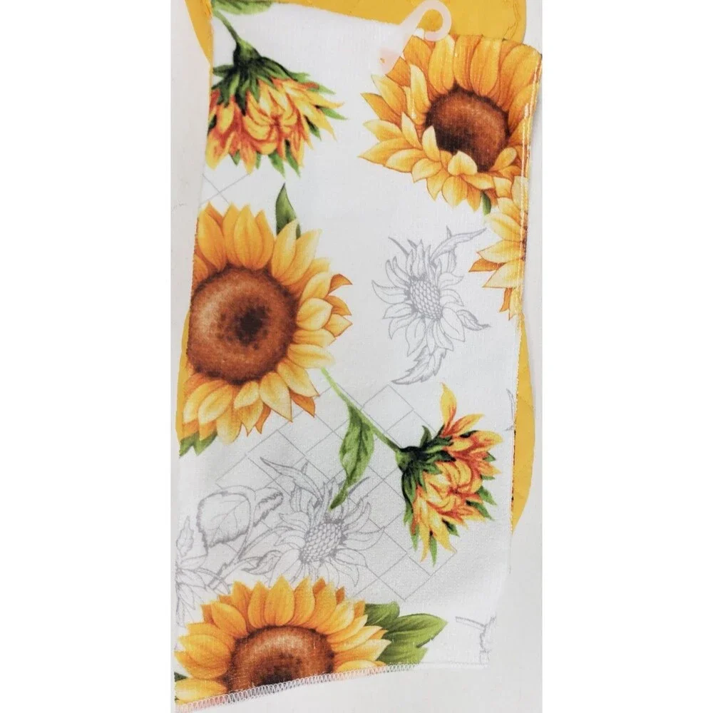 3 pc KITCHEN SET:1POT HOLDER,1OVEN MITT,1MICROFIBER TOWEL,SUNFLOWERS & BIRD,K&Co